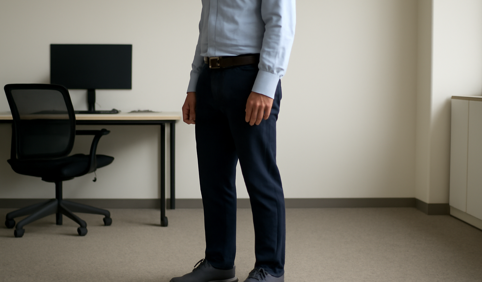 salarié debout avec chaussures confortables