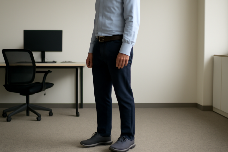 salarié debout avec chaussures confortables
