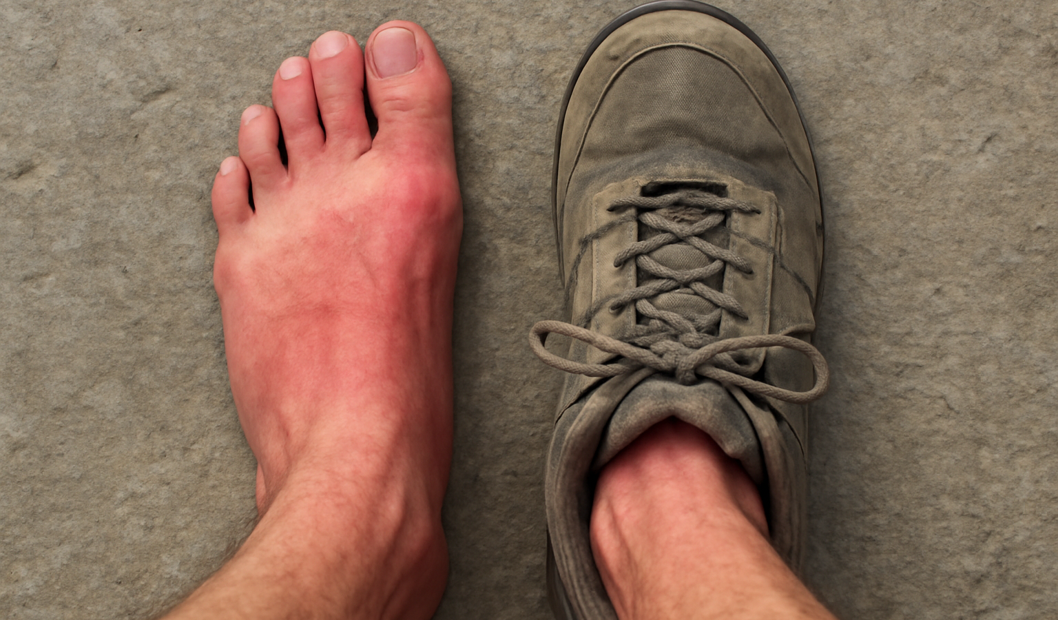 pieds rouges dans des chaussures après marche