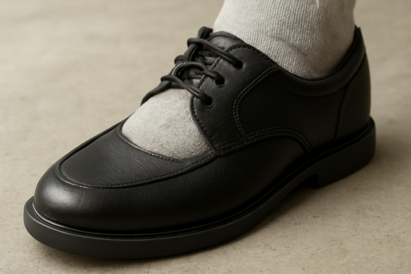 chaussette rembourrée visible sous l'avant-pied dans chaussure