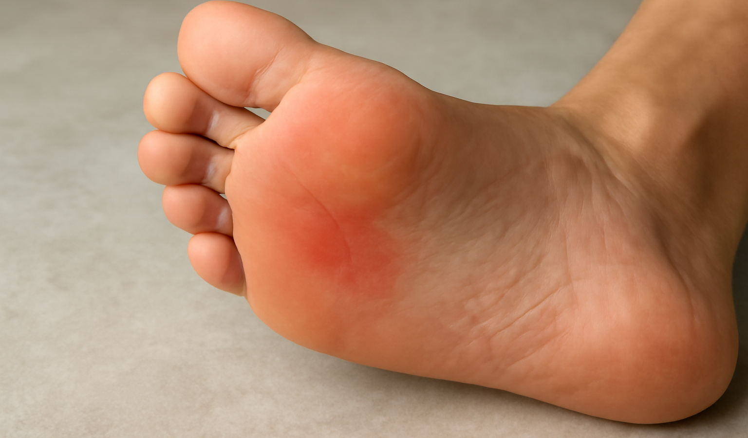 pied avec marque rouge sous avant-pied