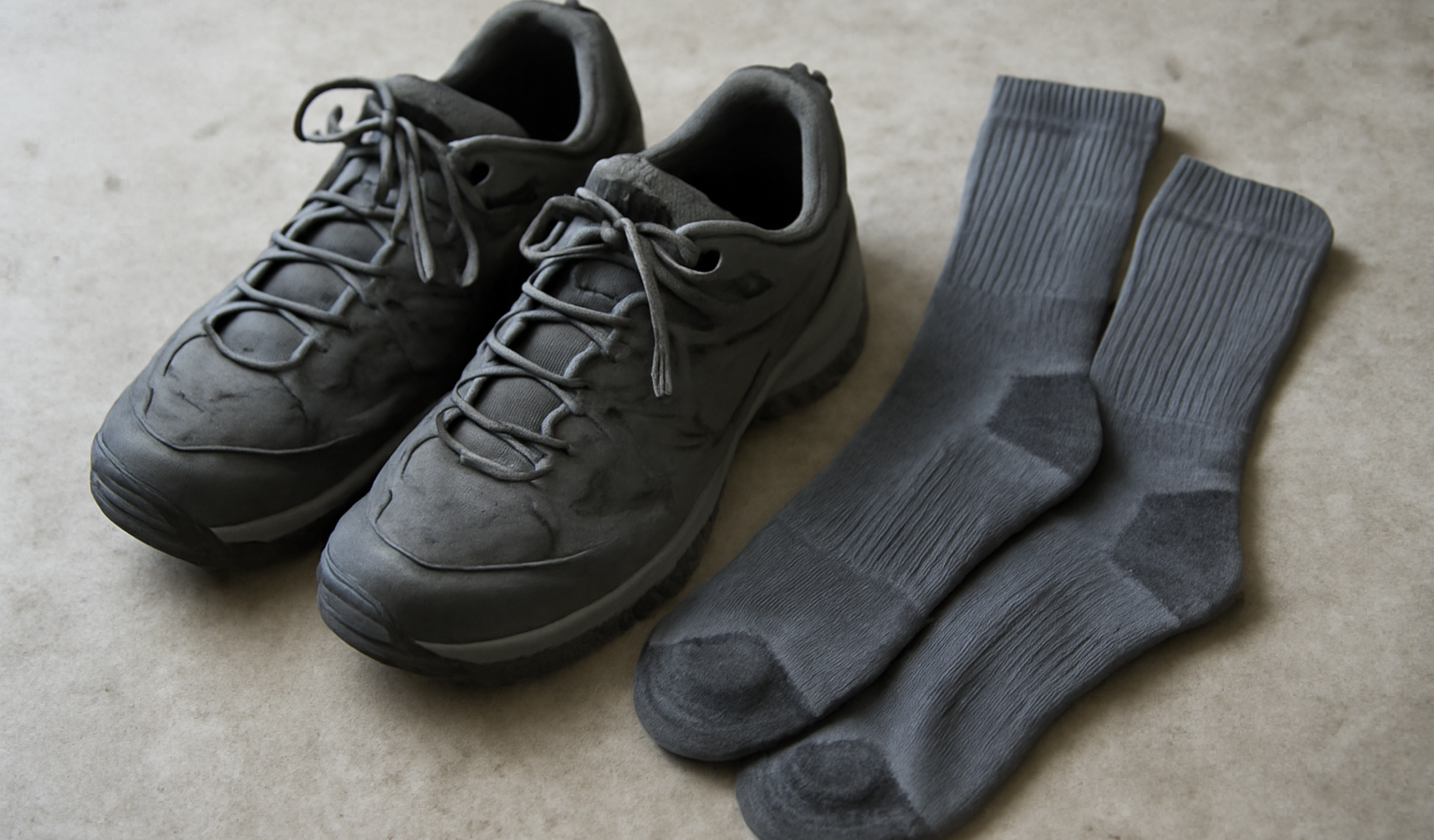 chaussettes techniques posées à côté de chaussures