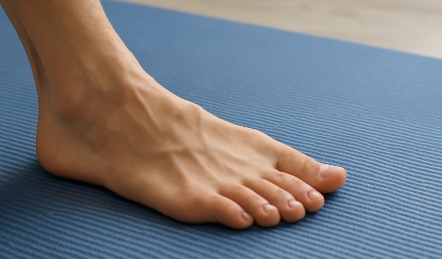 pied étiré sur un tapis d'exercice