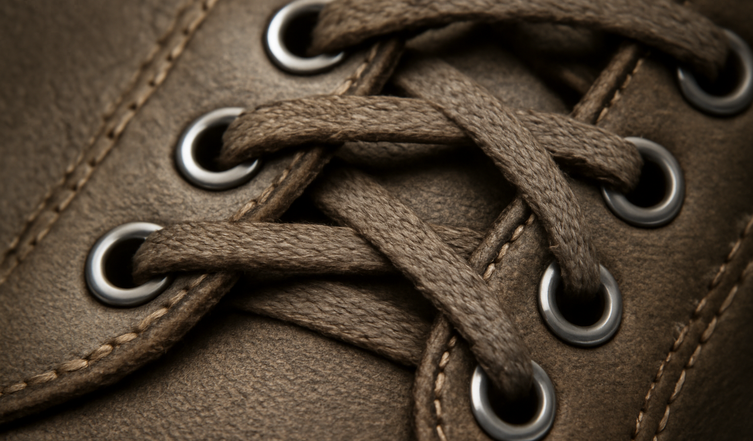 gros plan d'oeillets métalliques sur une chaussure