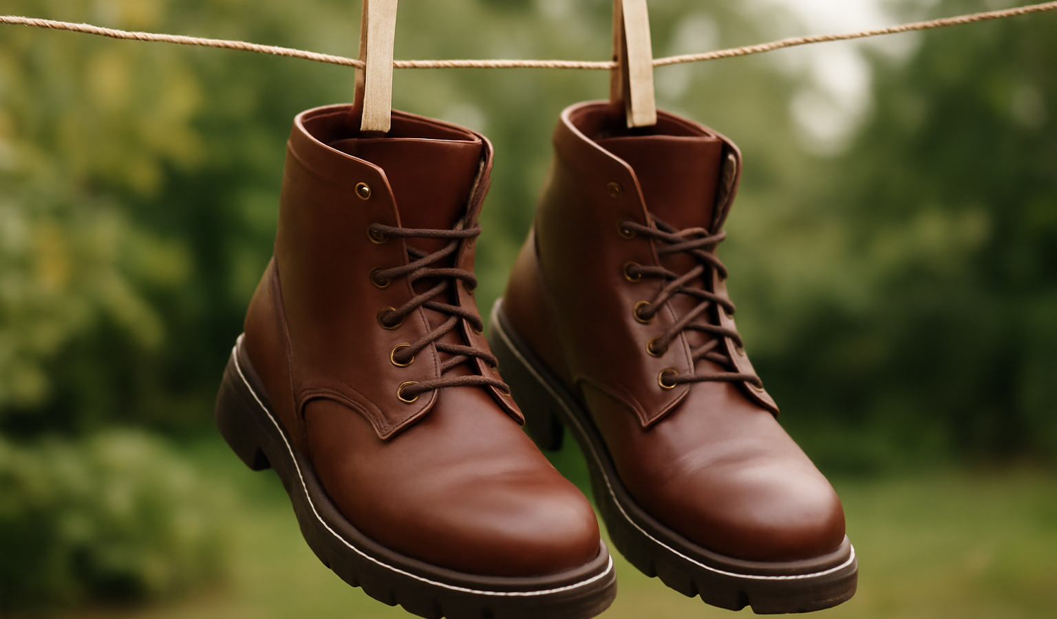 bottes propres en séchage à l'air libre