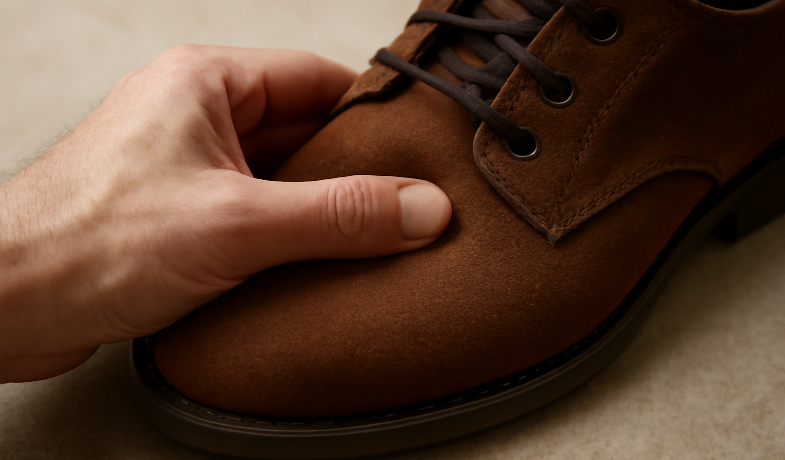 main palpant l'avant-pied dans une chaussure
