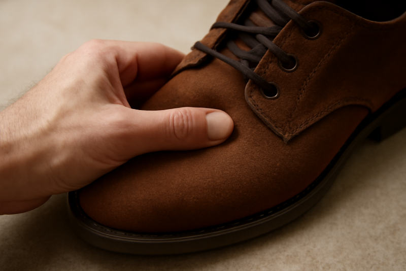 main palpant l'avant-pied dans une chaussure