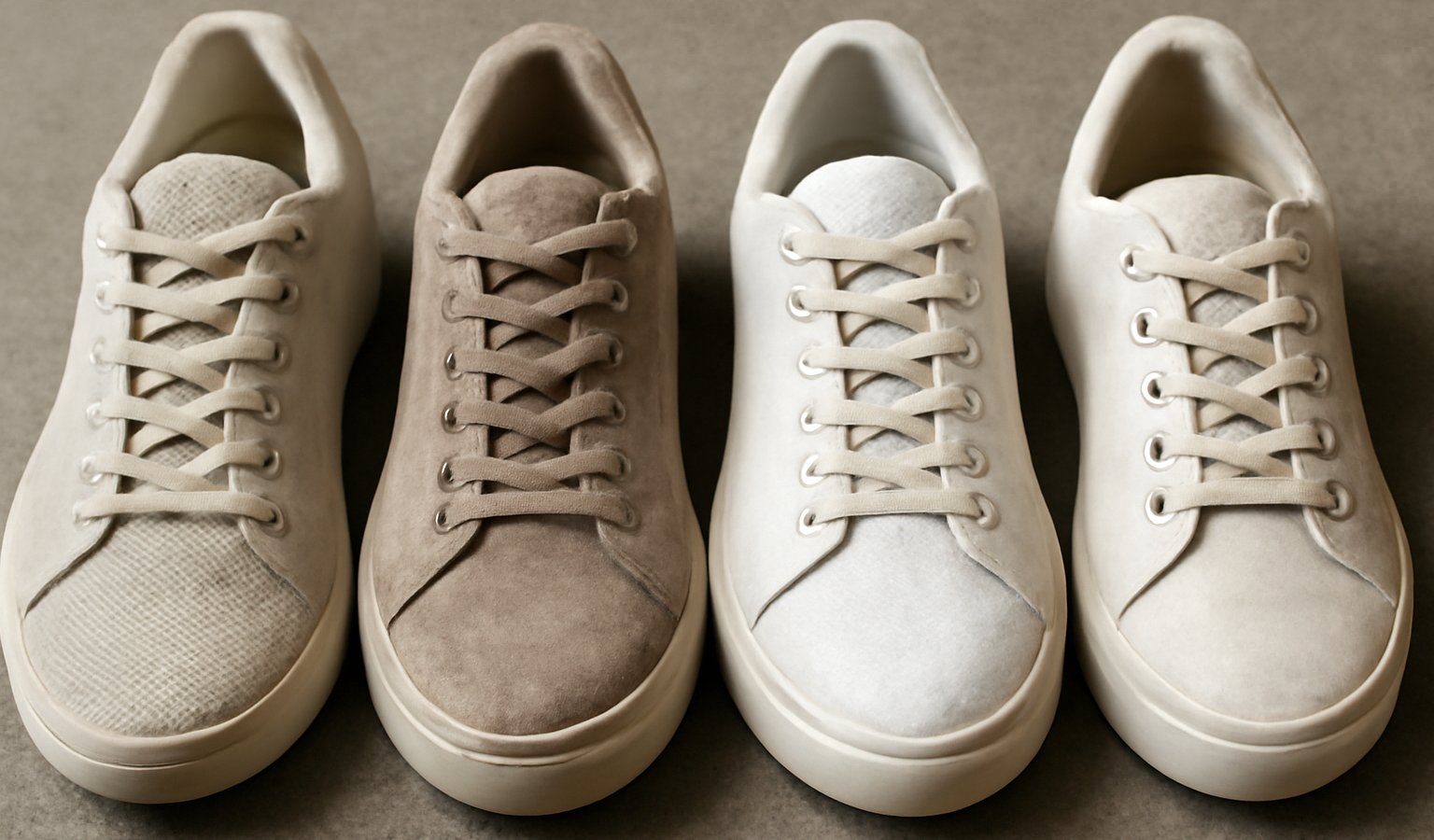 différentes textures de baskets alignées