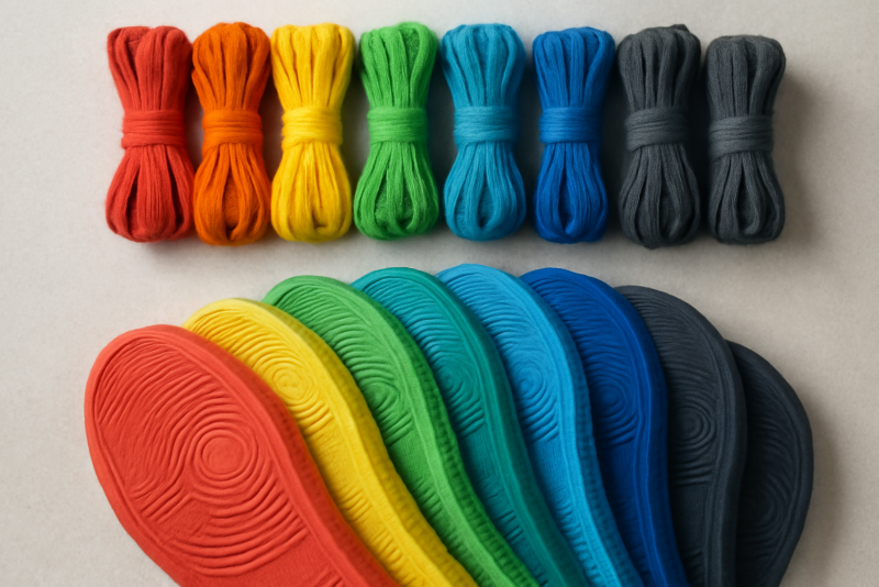 range de lacets et semelles colorées