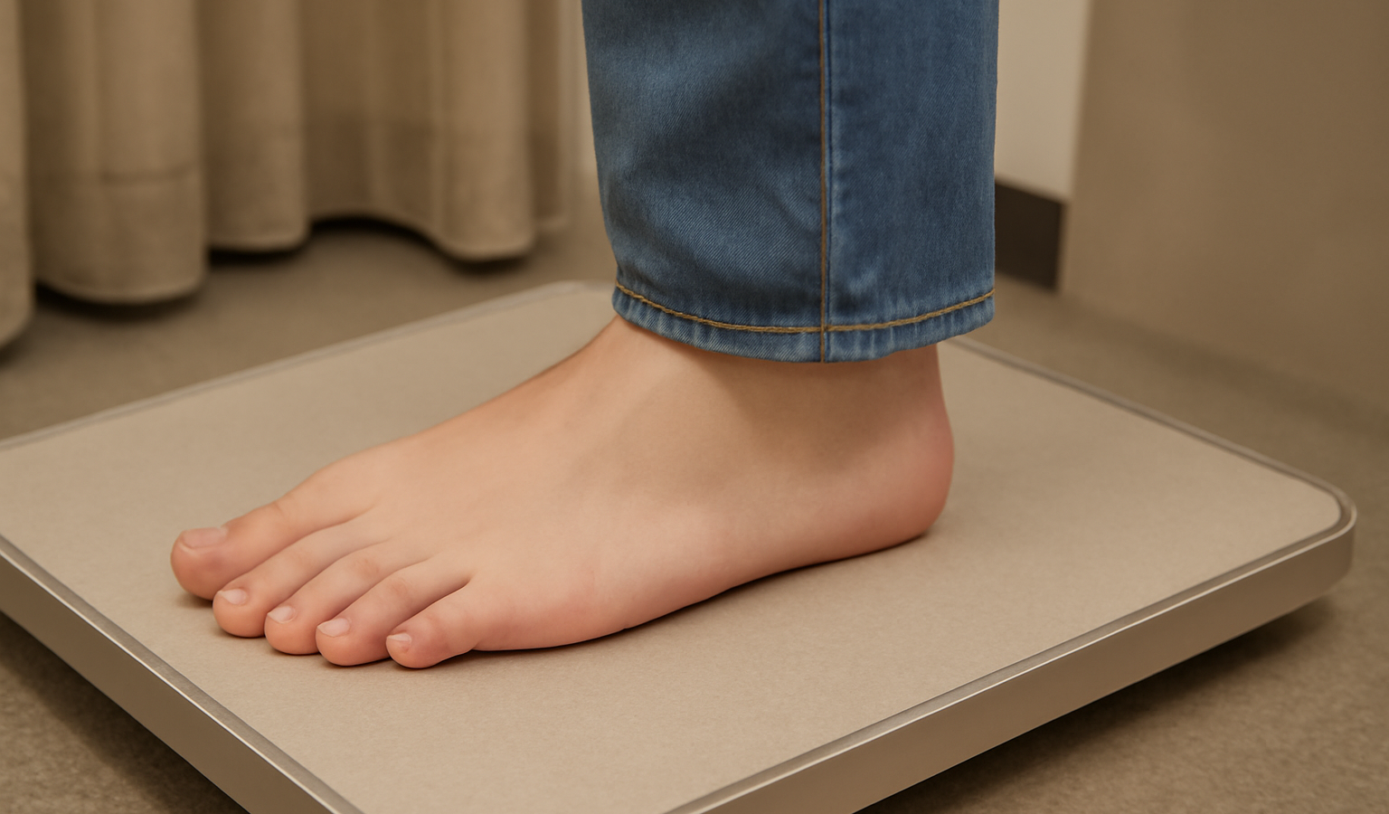 pied posé sur plateforme d'essayage
