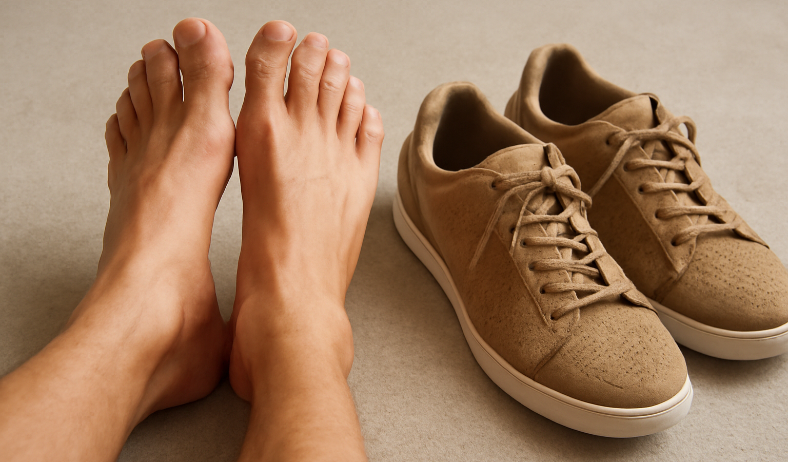 pieds reposant avec chaussures aérées à côté