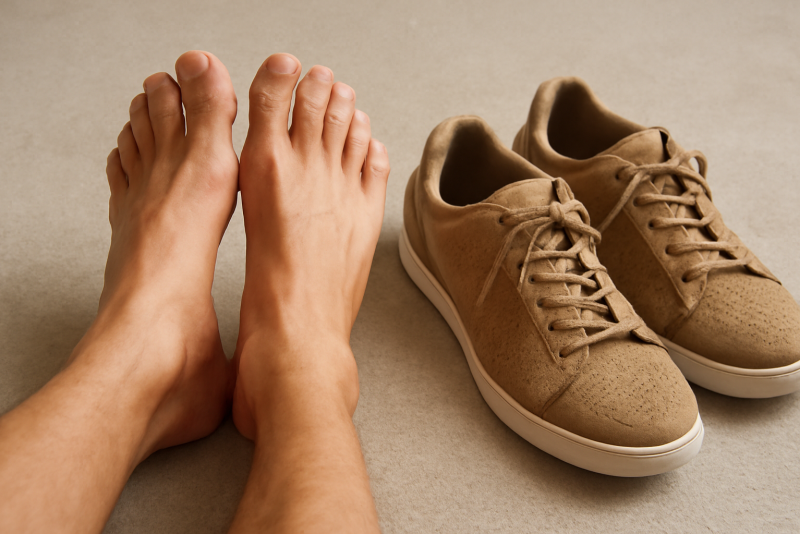 pieds reposant avec chaussures aérées à côté