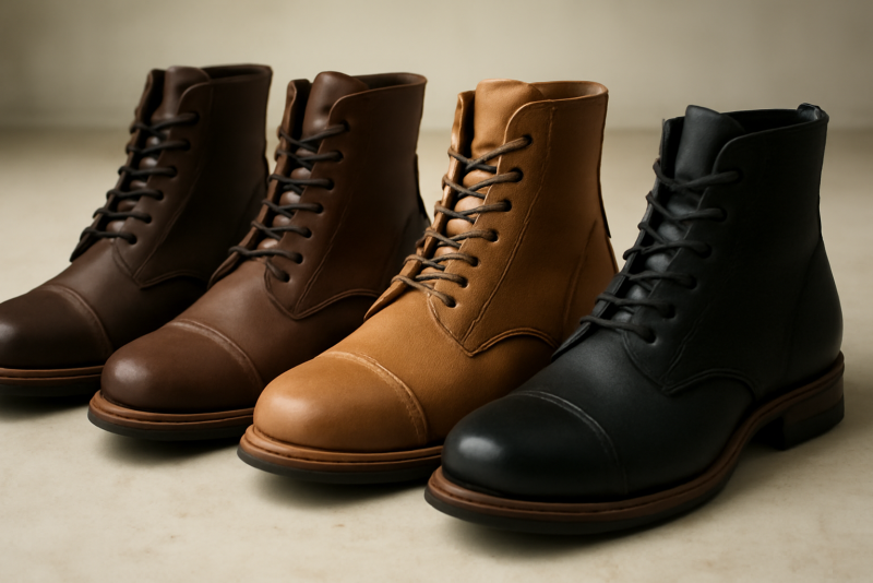 rangée de bottines aux détails variés