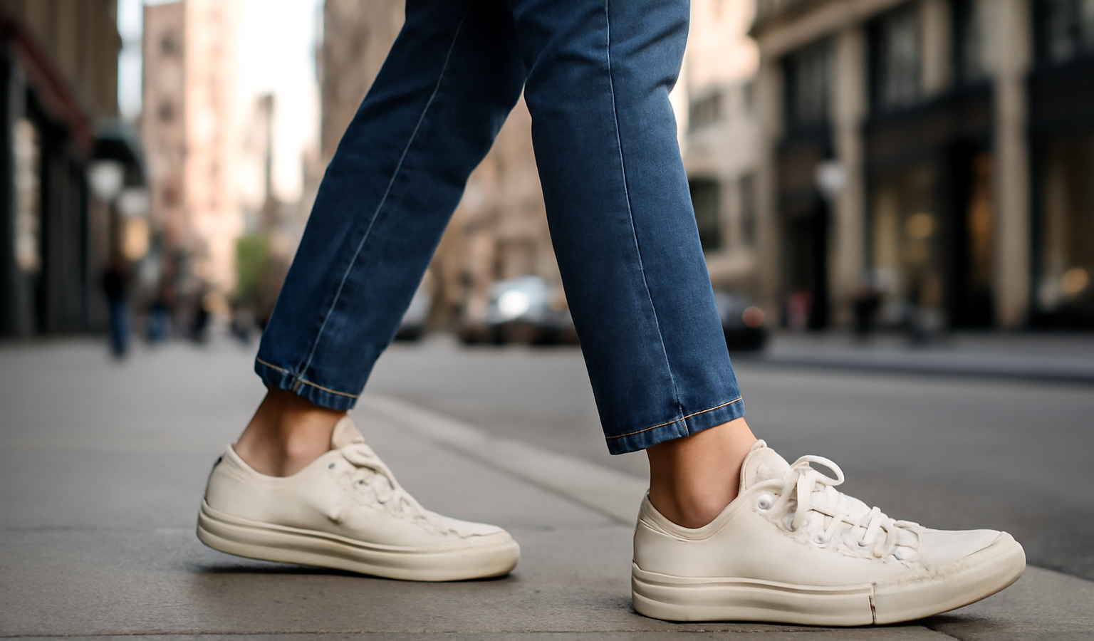 personne marchant en baskets basses en ville