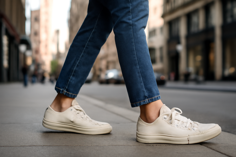 personne marchant en baskets basses en ville