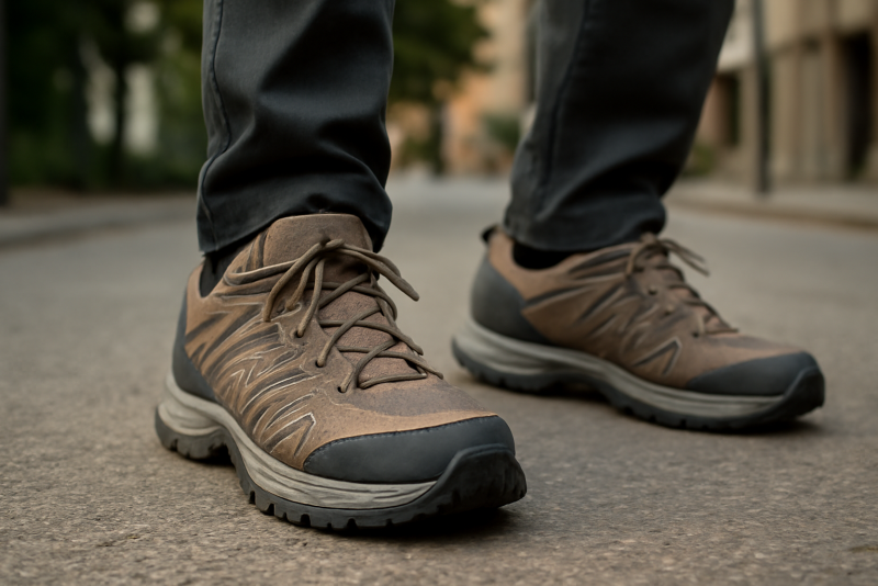 chaussures trekking légères sur sentier urbain