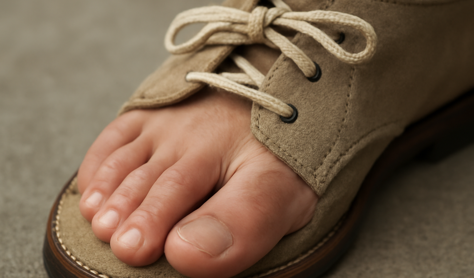 gros plan avant-pied dans chaussure serrée