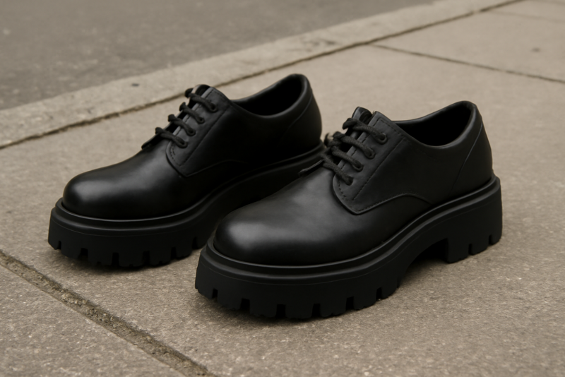 chaussures à semelles épaisses sur trottoir