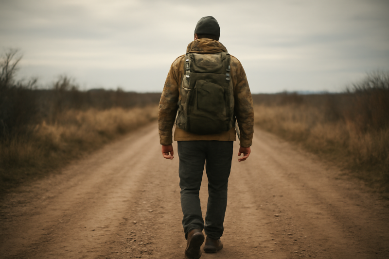 personne marchant longtemps avec sac à dos